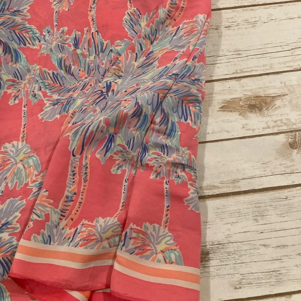 Lilly Pulitzer Girls Cover Up Caftan Tunic Nice Stems Flamingo Pink Youth Large